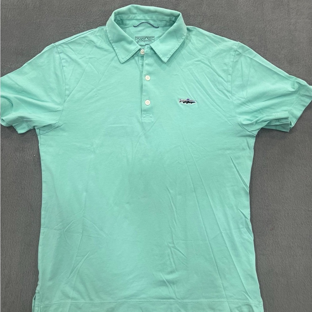 Patagonia Trout Fitz Roy Organic Cotton Polo Shirt Men's XS Embroidered Logo
